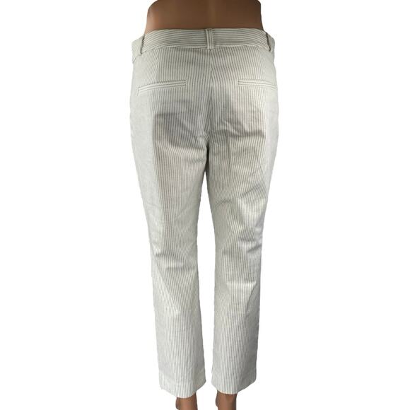 Banana Republic Sloan White Mid Rise Striped Straight Crop Trousers Pants Size 2 - Picture 3 of 5